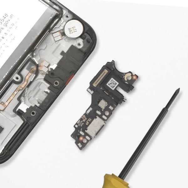 USB-C Oplader Connector - Oppo A53s - Indbygget Mikrofon - Jack Stik - Sort Farve Svart