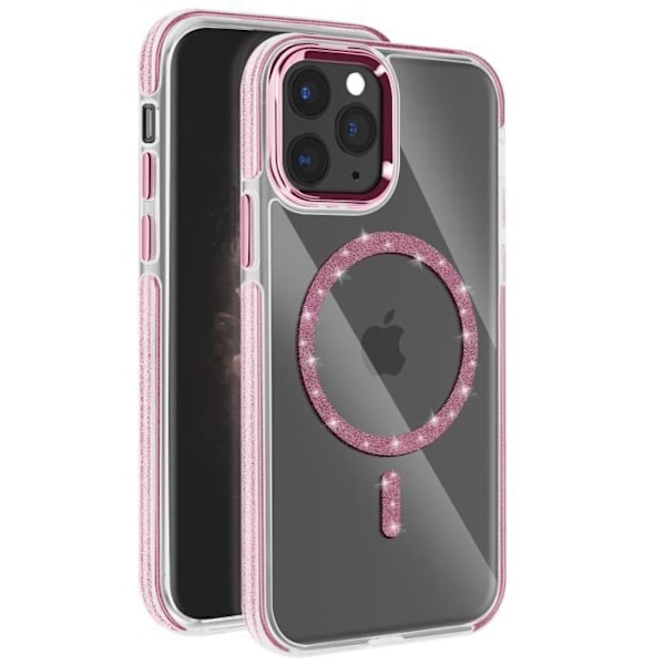 MagSafe-kuori voor iPhone 11 Pro Max, roosa glitteri-silikoni Rosa
