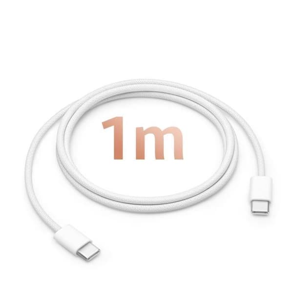 USB-C-kabel - AVIZAR - Modell 60W - Längd 1m - Flätad nylon - Snabbladdning Vit