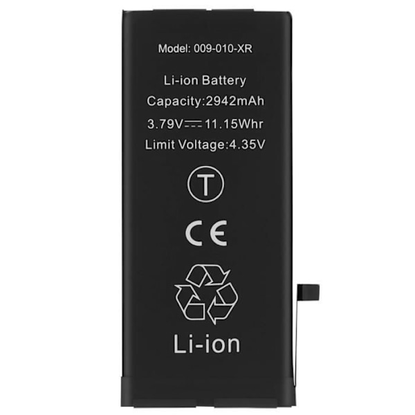 Batteri til Apple iPhone XR 2942mAh 100% kompatibel Sort - Lithium Ion - 3,7 V Svart