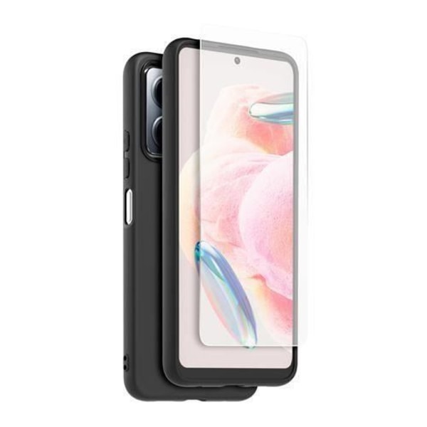 Made For Xiaomi Pack Puolijäykkä takakansi Xiaomi Redmi Note 12 4G Black + karkaistu lasi näytönsuoja -