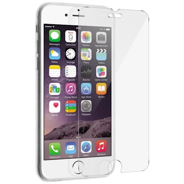 Suojapakkaus - AVIZAR - iPhone 6 / 6S - Läpinäkyvä silikonikuori - Karkaistu lasikalvo Transparent