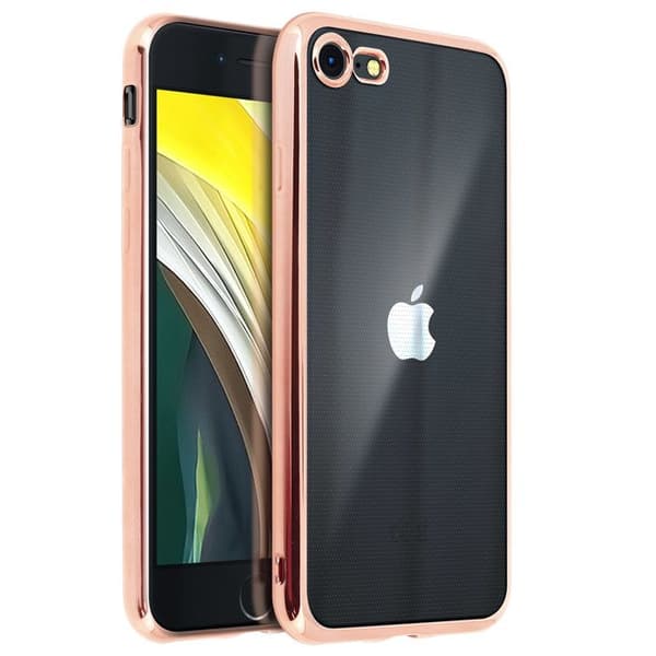 Coque - AKASHI - iPhone SE 2020/8/7 - Mjuk Silikon - Transparent Baksida - Kromad Finish Ros