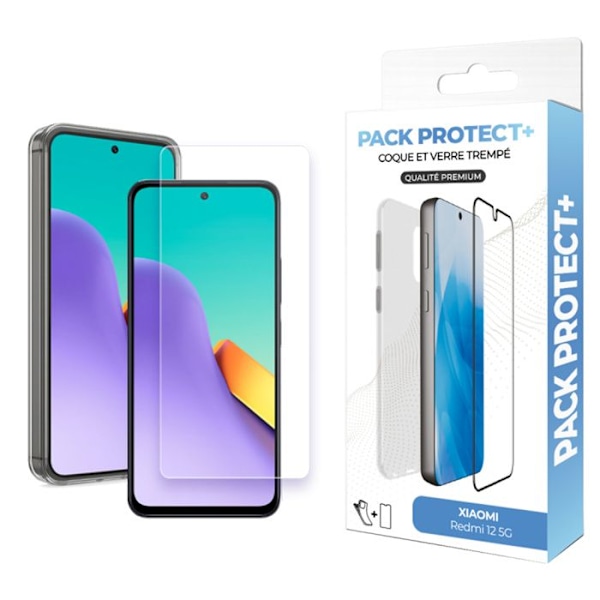 Pakkaus suojaksi Xiaomi Redmi 12 5G TPU Pehmeä Kuori ja 7H Moxie Läpinäkyvä Lasi Vit