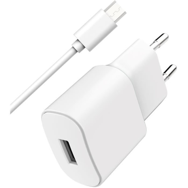 USB A 2,4A FastCharge hjemmeoplader + USB A/micro USB-kabel Hvid WOW