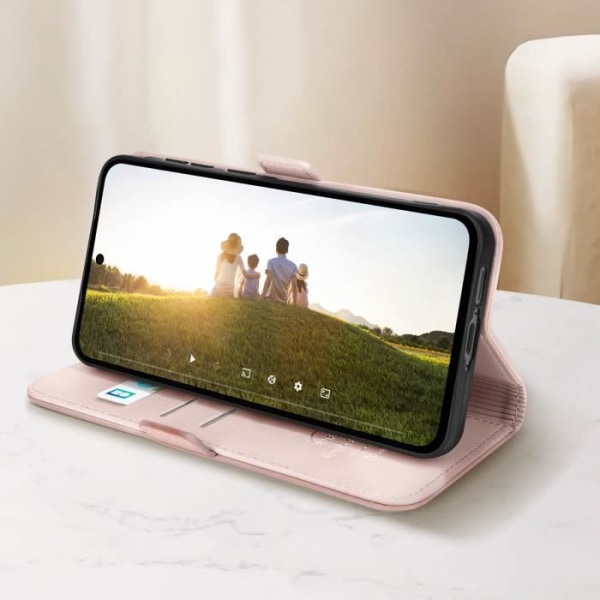 Fodral för Samsung A55 Plånbok i konstläder Dubbel magnetlås Rosa Champagne