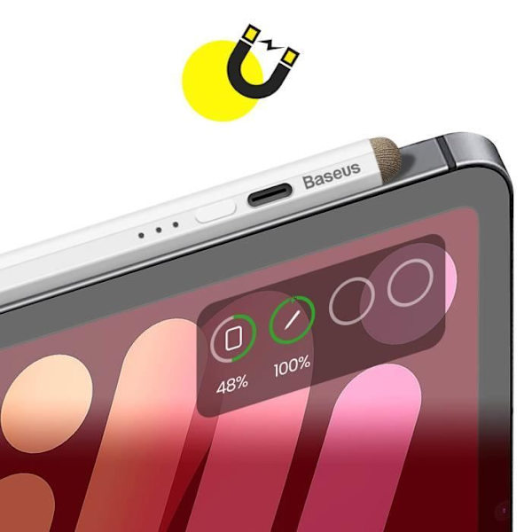 2 i 1 Active iPad Stylus - BASEUS - Smidig skrivning 2 - Exceptionell precision - Universal passiv lock Vit