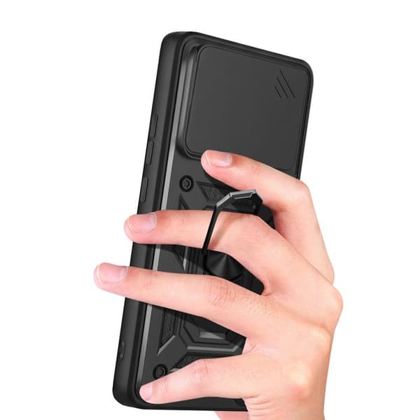Coque Ring til Redmi Note 15 4G med Skydelåg til Kamera Mayaxess Sort Svart