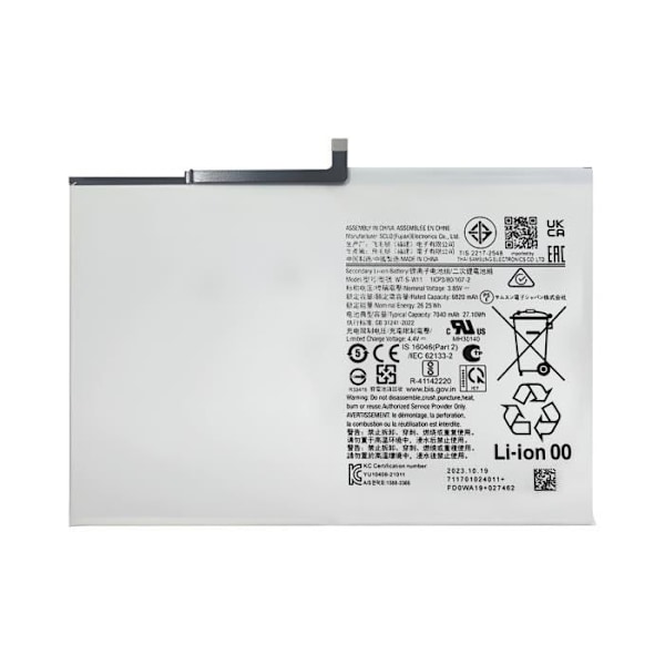 Batteri för Samsung Galaxy Tab A9 Plus 7040mAh modell SCUD-WT-S-W11 Grå Grå