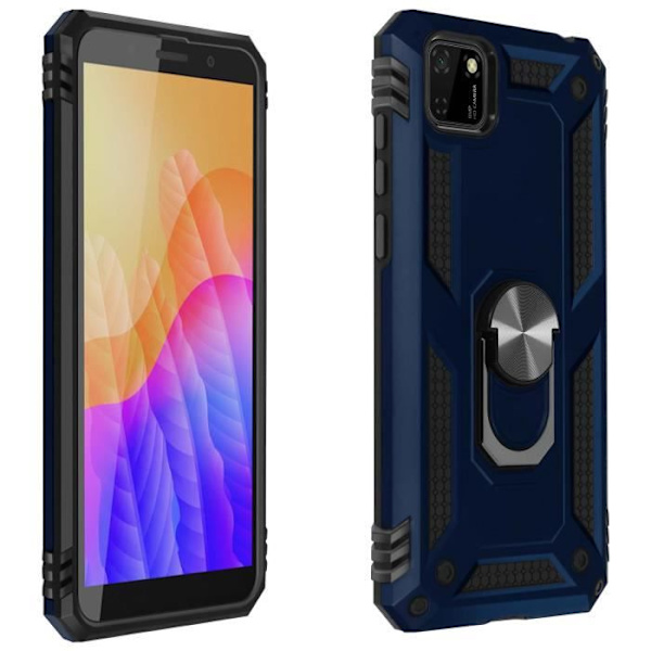 Coque Antichoc - AVIZAR - Huawei Y5p - Bi-matière - Bague Support Vidéo - Blå nat Midnattsblå Blå