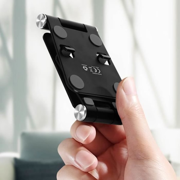 LinQ Mini Vikbar Svart Skrivbordshållare för Smartphone, Ultra Compact Svart