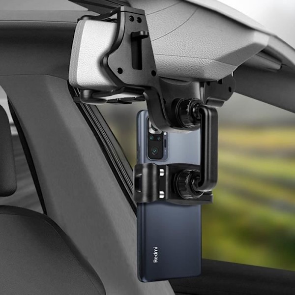 Smartphone bilholder - LINQ - 360° roterende bakspejl - Nem installation - Sort Svart