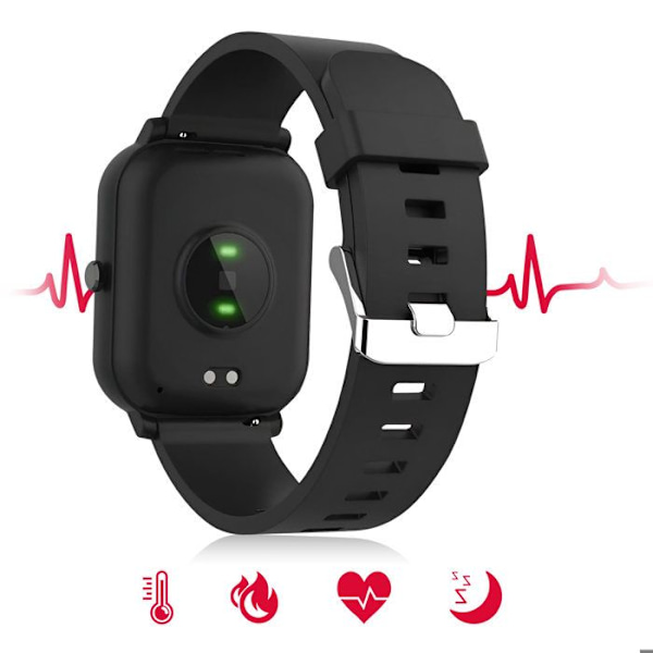 Vandafvisende Smartwatch IP67 Bluetooth Sundhedsovervågning Maxlife Sort Svart