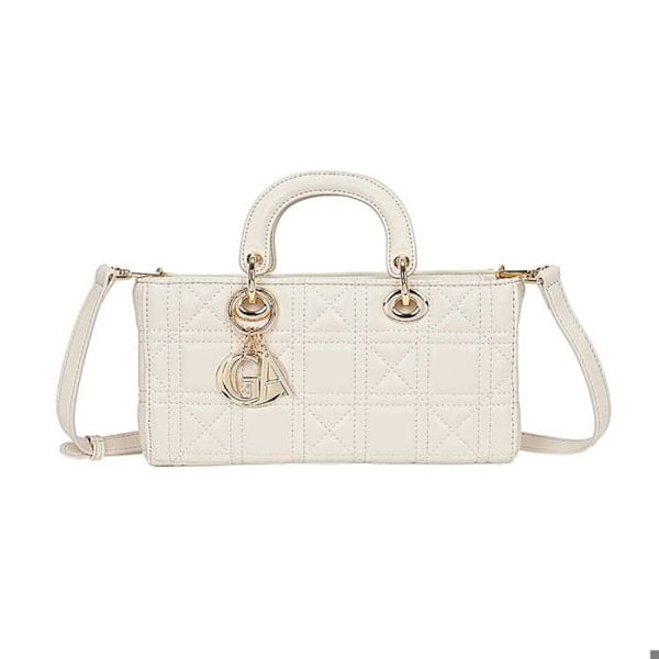 Damhandväska för kvinnor, kviltad geometrisk med axelrem, Gallantry Beige Beige