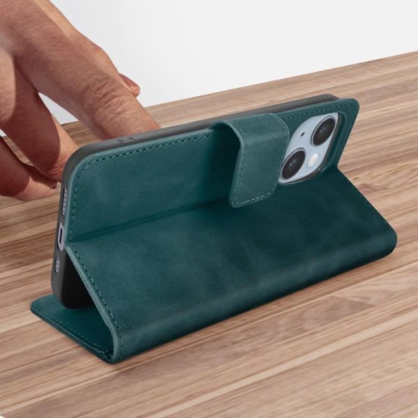 iPhone 14 Folio Wallet Case Video Support Mateffekt Soft Touch grøn grön