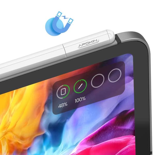 Bluetooth stylus - APOKIN - iPad Pro - Ultra let - Batteritid 8h - Magnetisk Vit