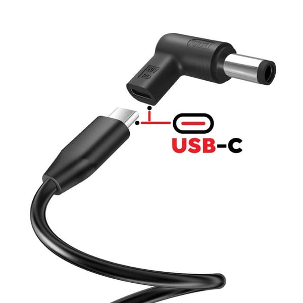 USB-C PD 90W Strømforsyning til Computer med 6 Udskiftelige DC-Spidser Forcell Sort Svart
