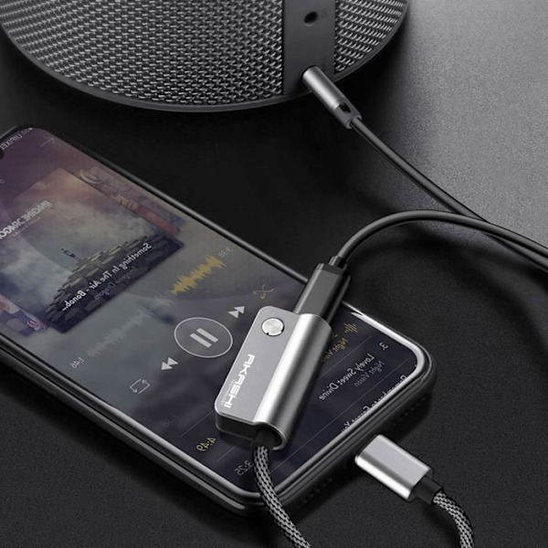Lightning-adapter till Lightning iPhone/iPad/iPod Laddning + Ljud 14cm Akashi Svart