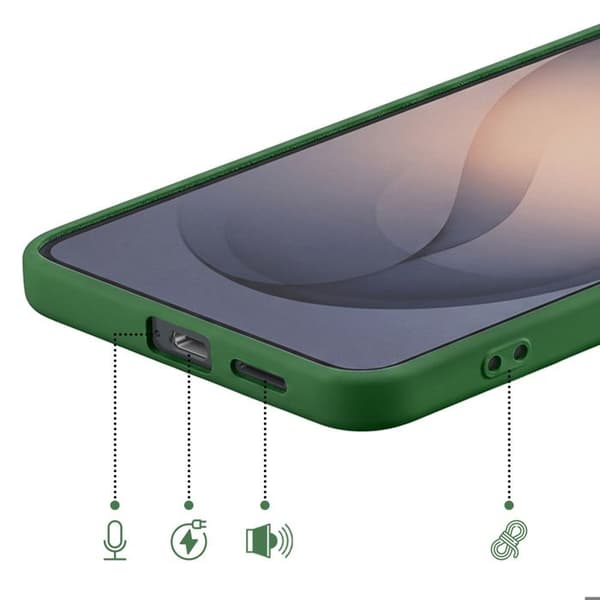 Silicone Soft-Touch-fodral för Galaxy S26 med mikrofiberfoder i mörkgrön Grön