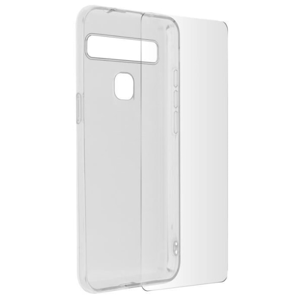Skyddsfodral - AVIZAR - TCL 10L - Mjuk silikon - 9H härdat glas - Transparent Vit