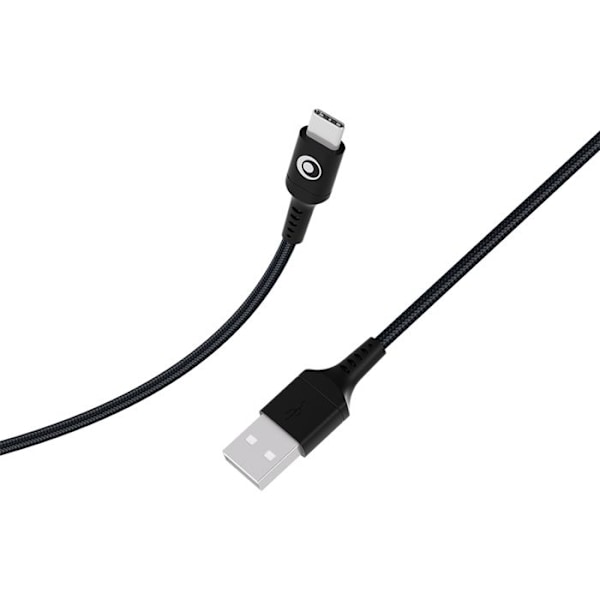 USB-A til USB-C kabel - BigBen - 1.2m - FastCharge 15W - 3A - Vævet nylon sort