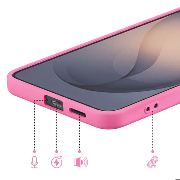 Silicone Soft-Touch-fodral för Galaxy S26 Plus med fuchsia mikrofiberfoder Ros