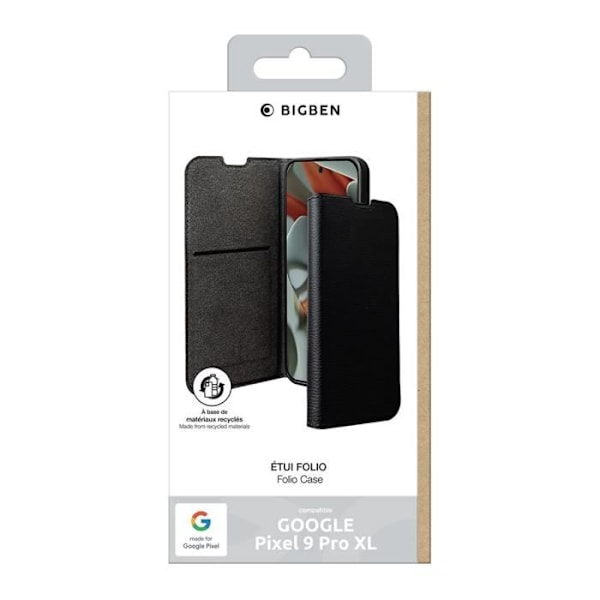 Étui Folio Plånbok MFG - BIGBEN - Google Pixel 9 Pro XL - Svart - Fällbart Stöd - Fullständigt Skydd Svart