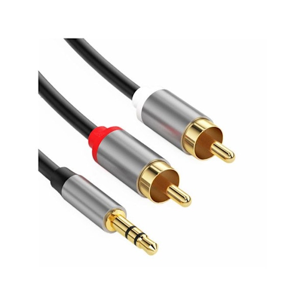 Audio Jack 3,5 mm til 2 RCA Dobbelt Skærm 1,5 m Sort