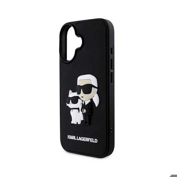 Coque til iPhone 16 Plus 3D Karl og Choupette Forstærket Karl Lagerfeld Sort Svart