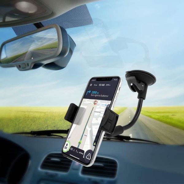 Støtt smartphone - Akashi - Vinduesmonteret sugekop - Justerbar - 360° rotation - Sort plastik Svart