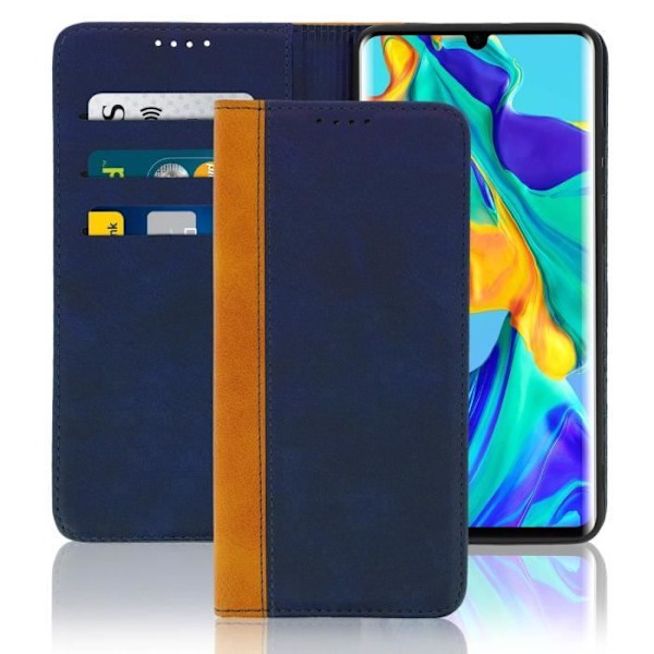 Plånboksfodral - AVIZAR - Huawei P30 Pro - Ekoskinn - Mörkblå - Videostöd Midnattsblå