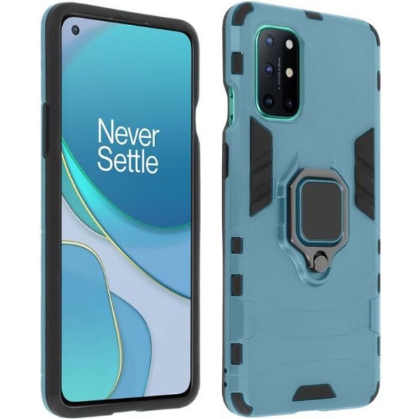 Coque - OnePlus - 8T - Stødabsorberende - Metalring - Videostativ - Blå Blå
