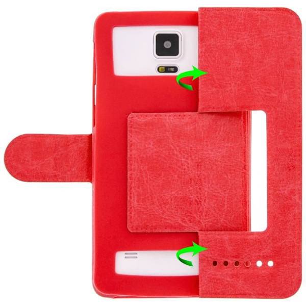 Smartphonefodral - Universell - Röd - Ekoskinn - 4,7 till 5 tum - Inbyggd ställfunktion Röd
