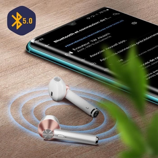 Bluetooth-kuulokkeet 5.0 Latauskotelo 12H Ohjauspainike Akashi - Vaaleanpunainen