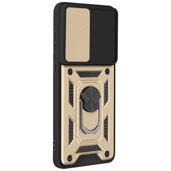 Coque för Samsung S25 Edge Ring Stöd med Kameraskydd Mayaxess Guld Gul