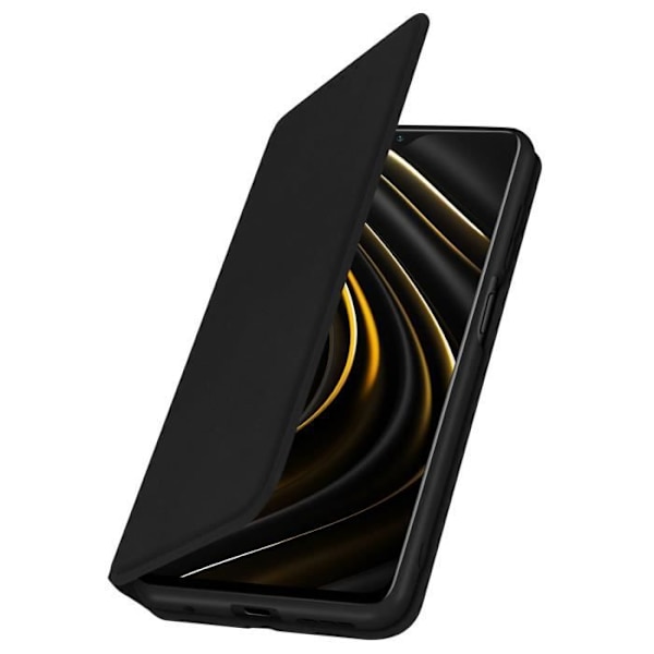 Housse - AVIZAR - Xiaomi Poco M3 - Øko-læder - Sort - Folio Pung Etui - Magnetisk Svart