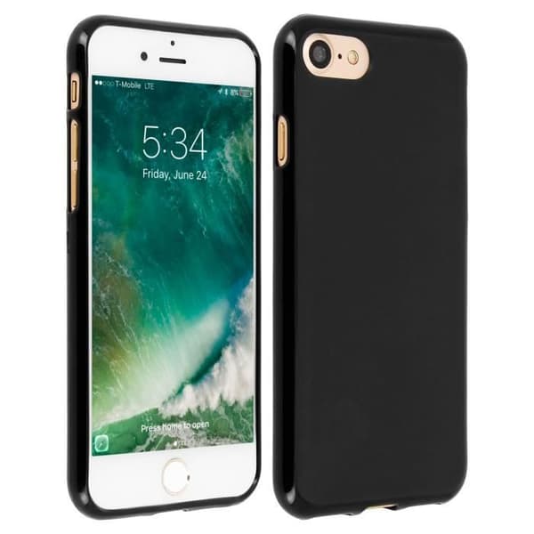 Coque - ADVARSEL - iPhone 7 / 8 - Silikone Gel - Blød - Beskyttelse mod Stød og Ridser Svart