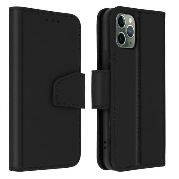 AVIZAR Plånboksfodral för iPhone 11 Pro Max i Premium Läder med Ställfunktion Svart