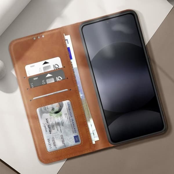 Smartphonefodral - Xiaomi - Redmi Note 14 4G - Plånbok - Videostöd - Brun kastanj