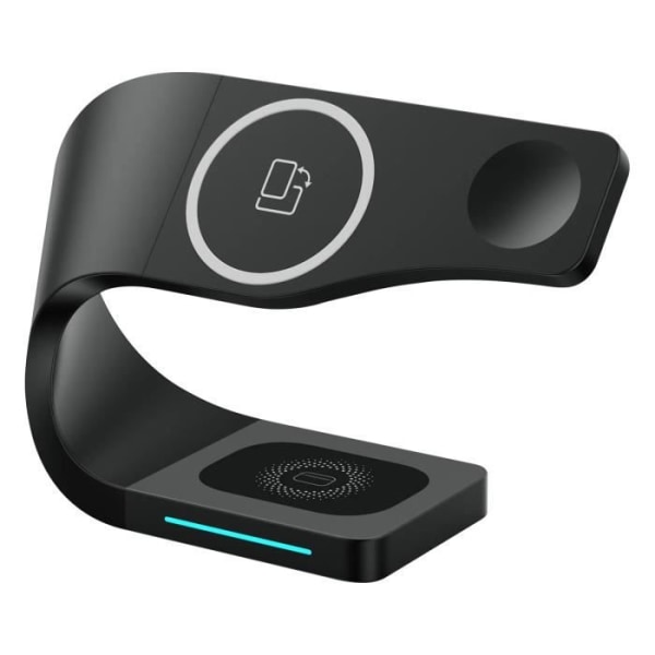 Latausasema - ILMOITA - MagSafe 3 in 1 - Langaton lataus iPhonelle - Apple Watch - Lataus AirPods Svart