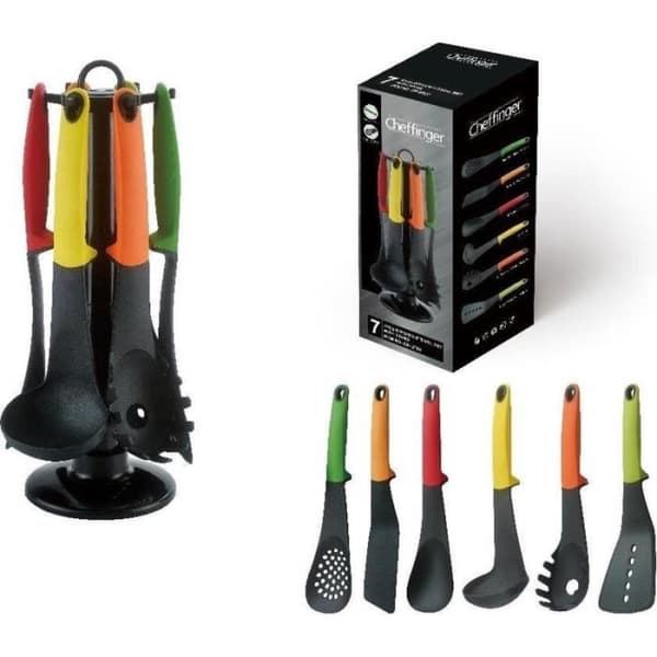 Cheffinger Köksredskap - Kökskärl - 7 delars köksredskap Set med hållare