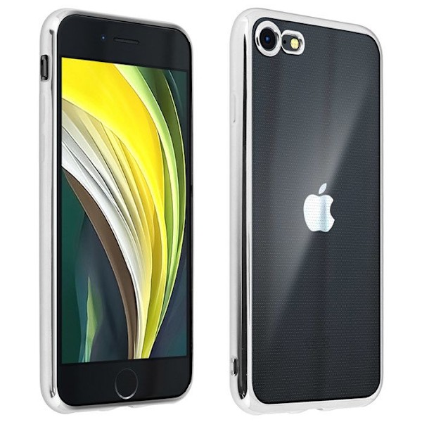 Coque iPhone SE 2022 / 2020 ja 8 / 7 Taipuisa Kromireunus Läpinäkyvä Takapinta Grå