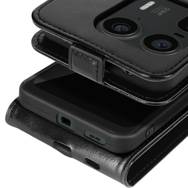 Vertikalt Klapetui til Motorola Edge 50 Ultra med Kortplads Sort Svart