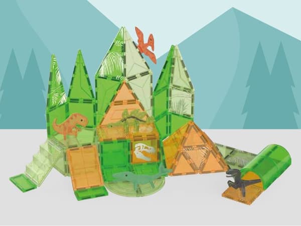 62 delar magnetiskt byggset - Jurassic Grön Grön
