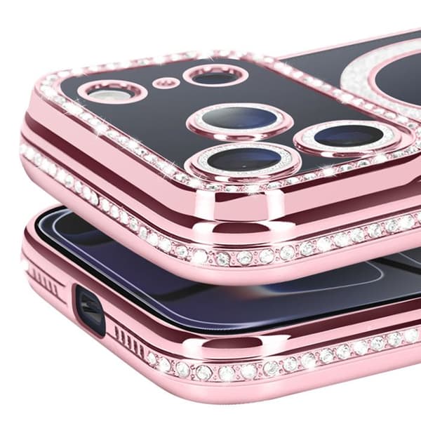 Coque Magsafe - AVIZAR - iPhone 17 Pro - Rose champagne - Kimalteleva - Optimaalinen suoja Rosa