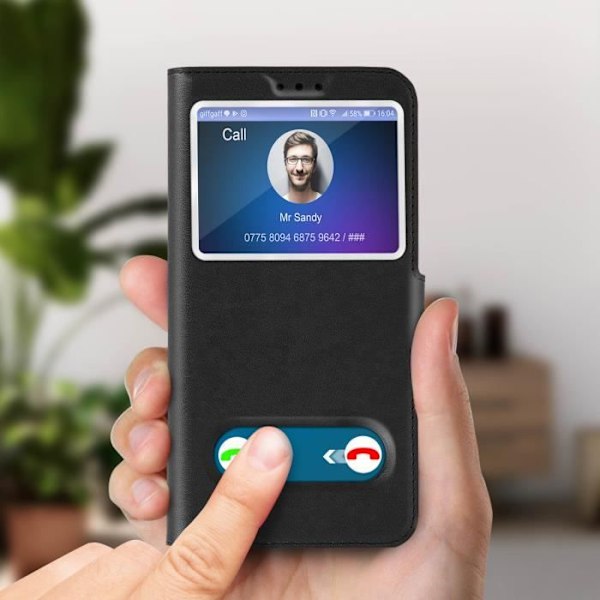 Hölster - AVIZAR - ZenFone Max M2 - Silikon - Dubbel Fönster - Stödfunktion Svart