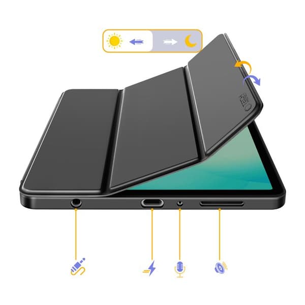 Klapskede til Galaxy Tab A11 med Multi-vinkel Støtte og Auto-Vågn Tech Protect Sort Svart