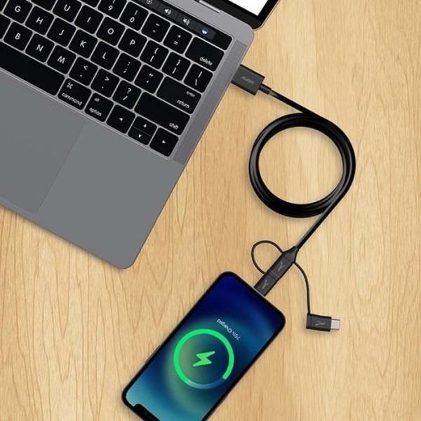 USB-kabel til USB-C, Lightning, Micro-USB Opladning Synkronisering 1m Akashi Sort