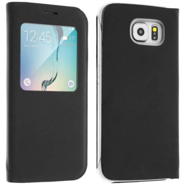 Window Flip Case til Samsung Galaxy S6 - Sort Cover Svart