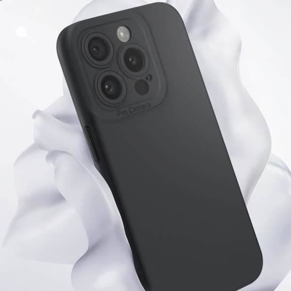 Smartphonecover - AVIZAR - iPhone 15 Pro - Mat silikone - Forstærket kamerabeskyttelse - Sort Svart